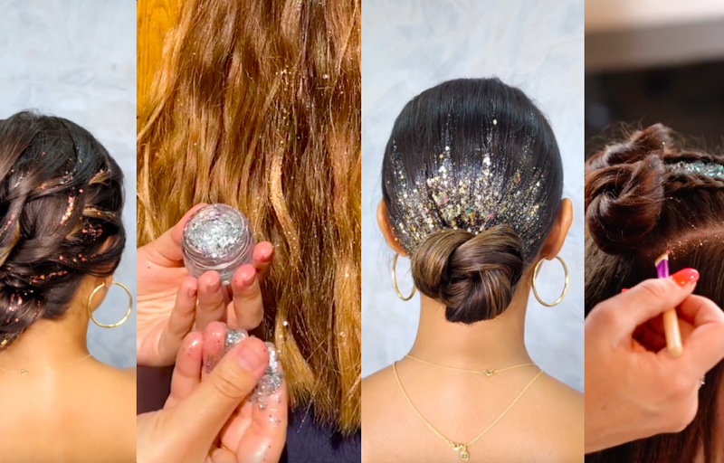 Tutos : 4 coiffures à paillettes pour les fêtes ✨