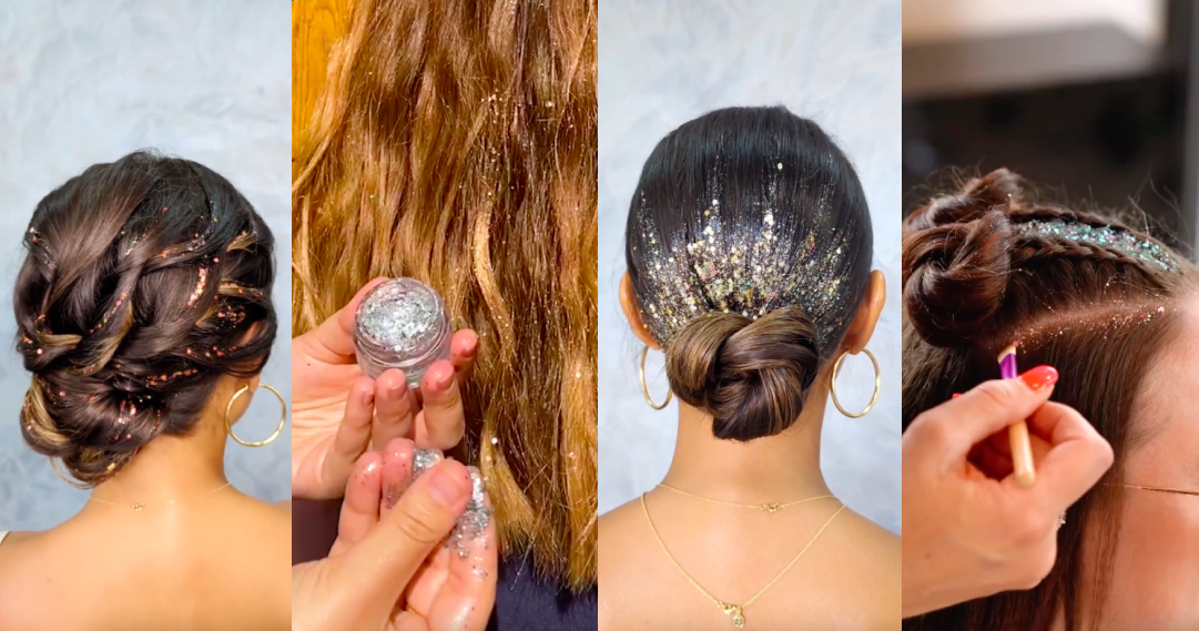 Tutos : 4 coiffures à paillettes pour les fêtes ✨