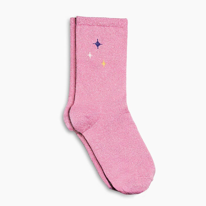 Chaussettes Pailletées Roses - Si Si La Paillette Chaussettes Braderie 02/26