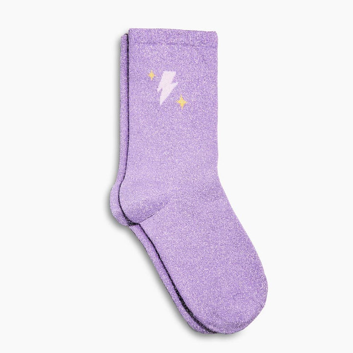 Chaussettes Pailletées Violettes - Si Si La Paillette Chaussettes Braderie 02/26