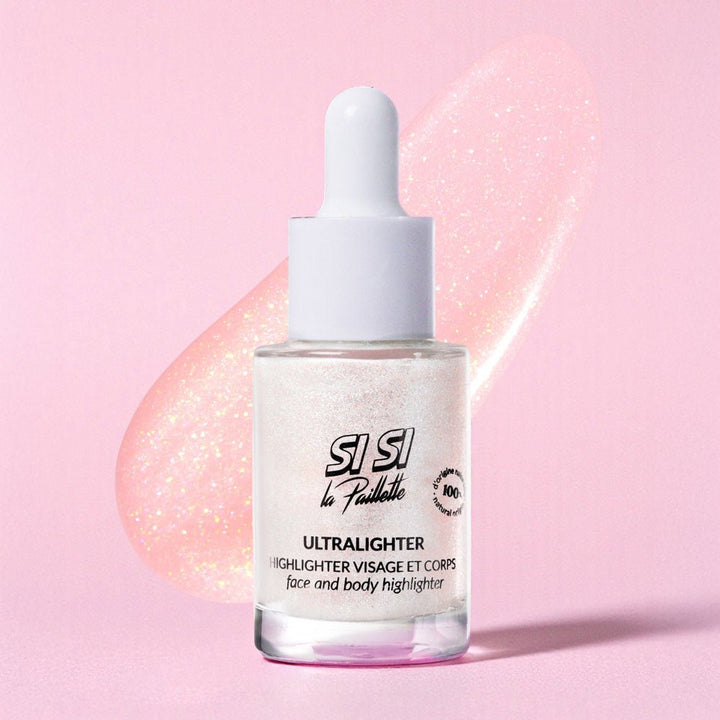 Body Highlighter pailleté Rose, flacon pipette et teinte
