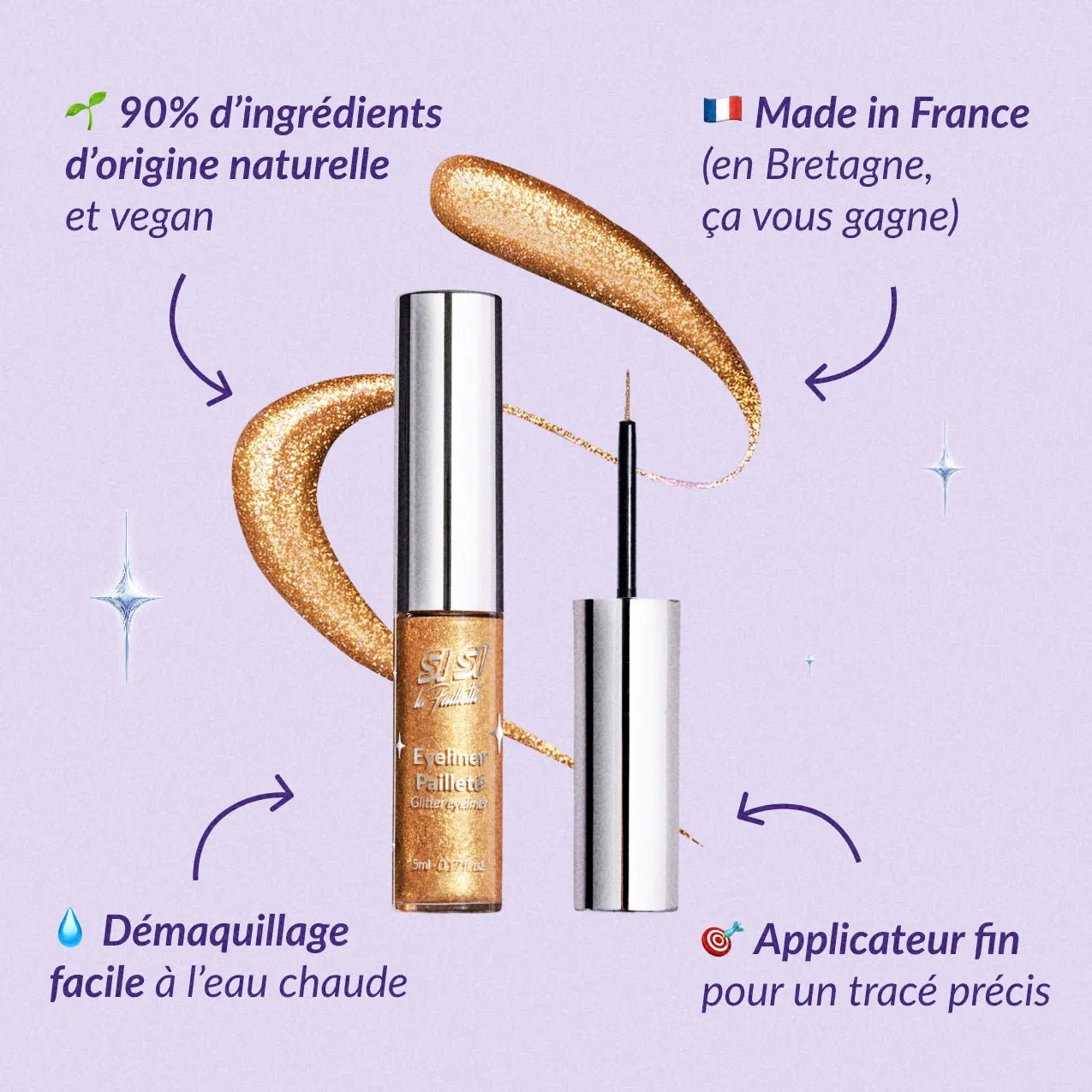 Eyeliner Pailleté Or Métallique - Si Si La Paillette Eyeliner