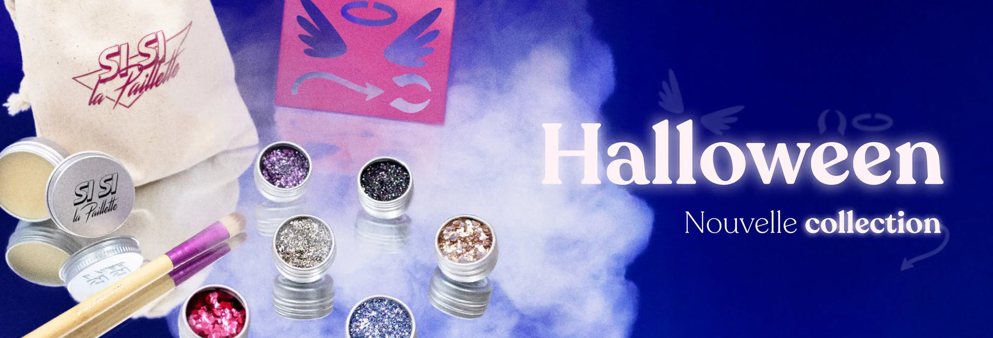 Photo de bannière homepage présentant le kit maquillage Halloween et dirigeant vers la collection Halloween